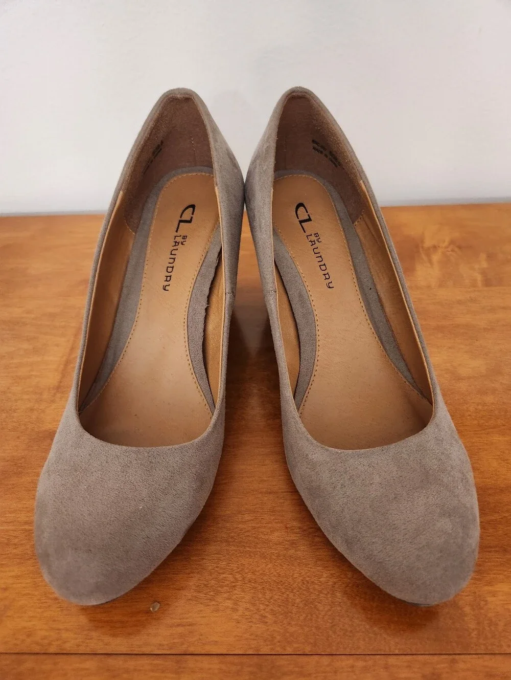CL By Laundry Taupe Suede Wedge Heel Pumps - Size 8M